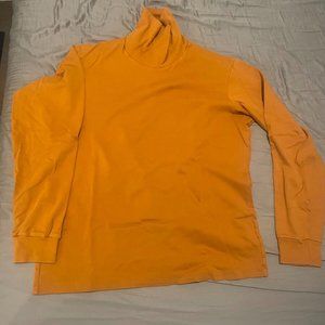 Uniqlo Men Brushed Cotton Turtleneck Long-Sleeve T-Shirt - Large - Brown/Orange